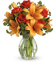 Fiery Lily and Rose from Mona's Floral Creations, local florist in Tampa, FL